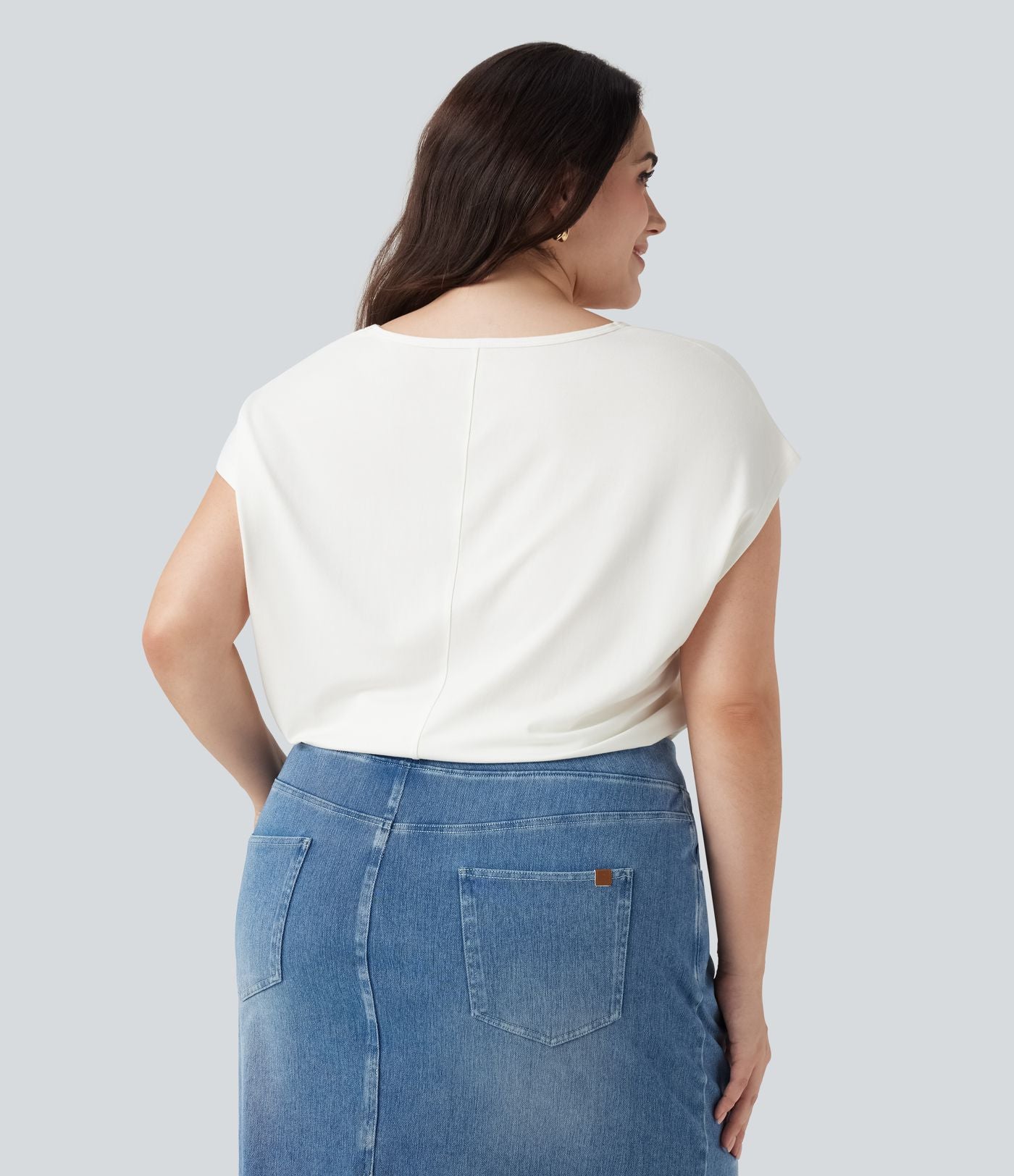 T-shirt décontracté grande taille col V manches courtes