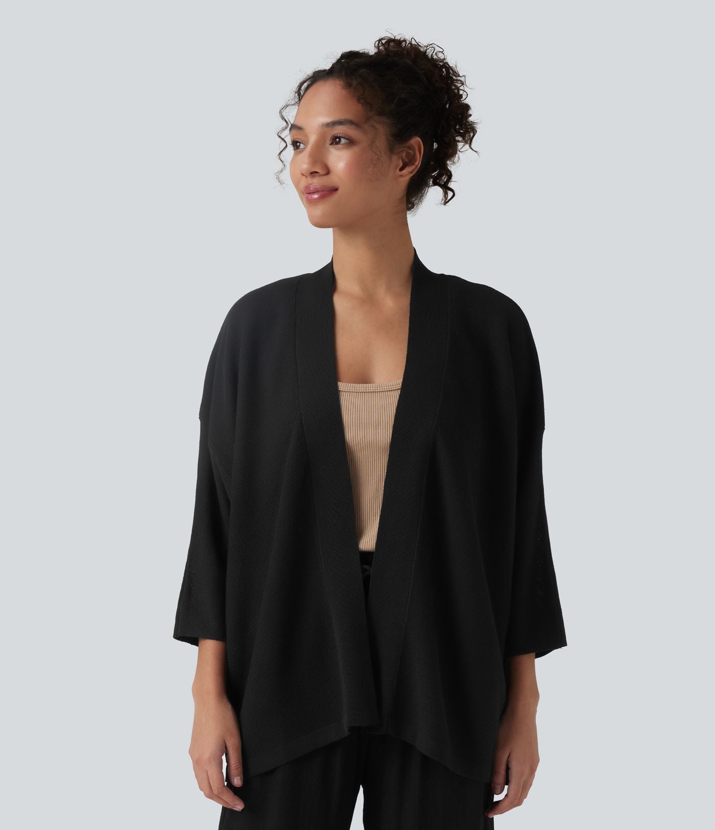 Gilet décontracté ouvert à manches 3/4