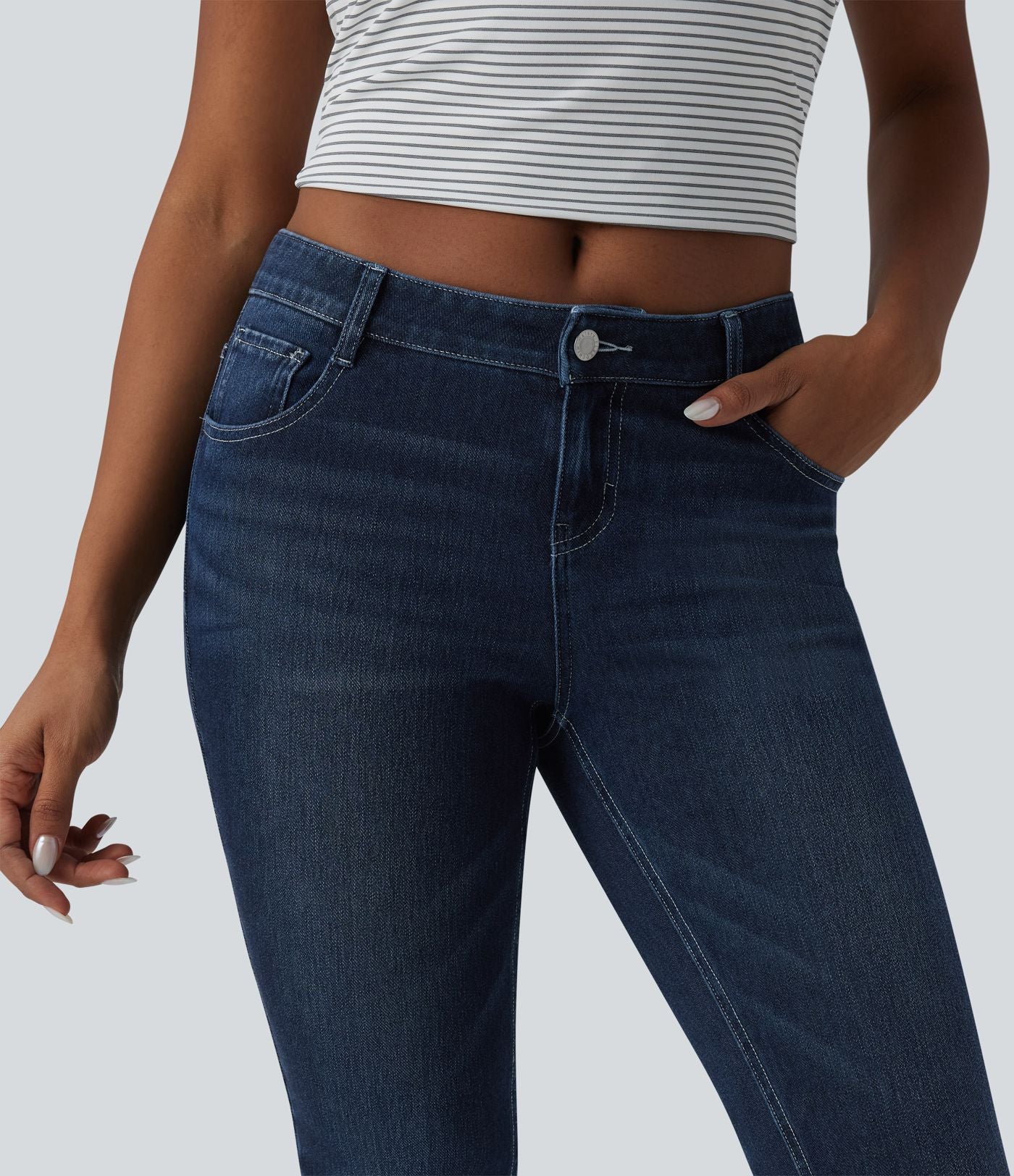 Jean skinny 7/8 décontracté taille basse Halara Flex™ avec poches