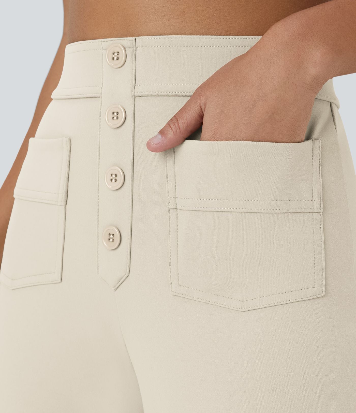 Pantalon taille haute coupe droite DayStretch avec poches