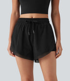 Short de running 2-en-1 taille mi-haute 7,5 cm avec cordon, ourlet incurvé, mesh contrasté et poches