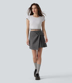 Jupe courte casual 2-en-1 à plis taille haute