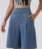 Halara Flex™ Short ample en jean décontracté taille haute 25 cm avec poches
