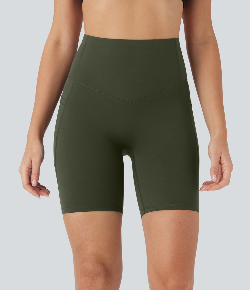 Short cycliste 17,5 cm d'entraînement gainant galbant taille haute avec poches Halara UltraSculpt™