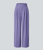 Halara Flex™ Pantalon Tailleur Large Fluide Gaufré Taille Haute Poches Latérales