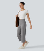Pantalon coupe droite DayStretch décontracté court, taille haute, à poches
