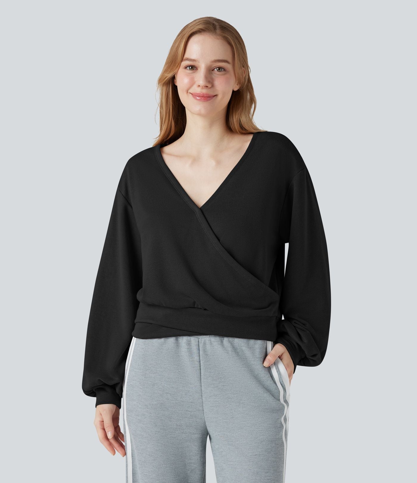 Sweat-shirt col V manches longues