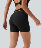 Short biker de yoga Halara UltraSculpt™ taille haute avec détail torsadé au dos, poches, 12,5 cm
