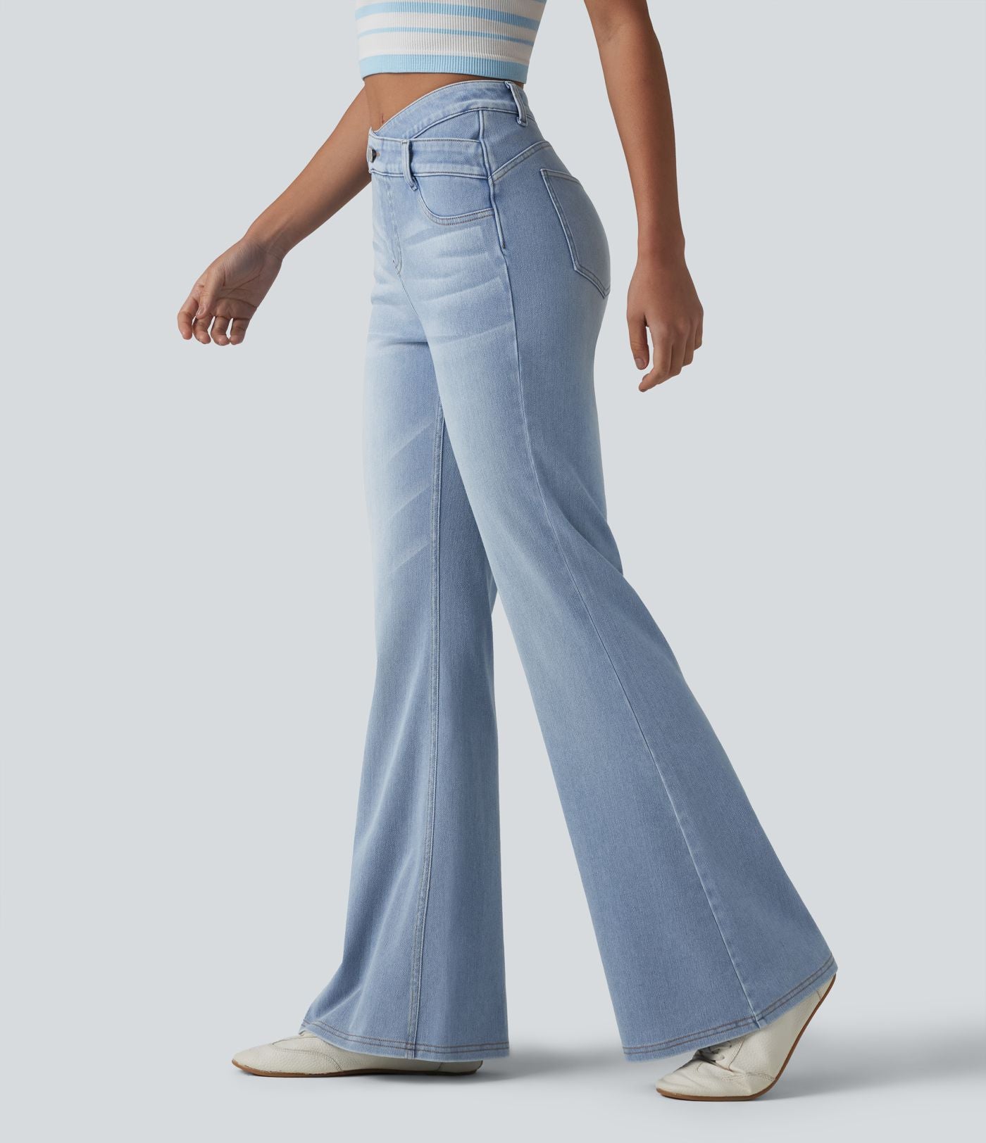Jean Halara Flex™ taille haute croisé gainant bootcut décontracté avec poches
