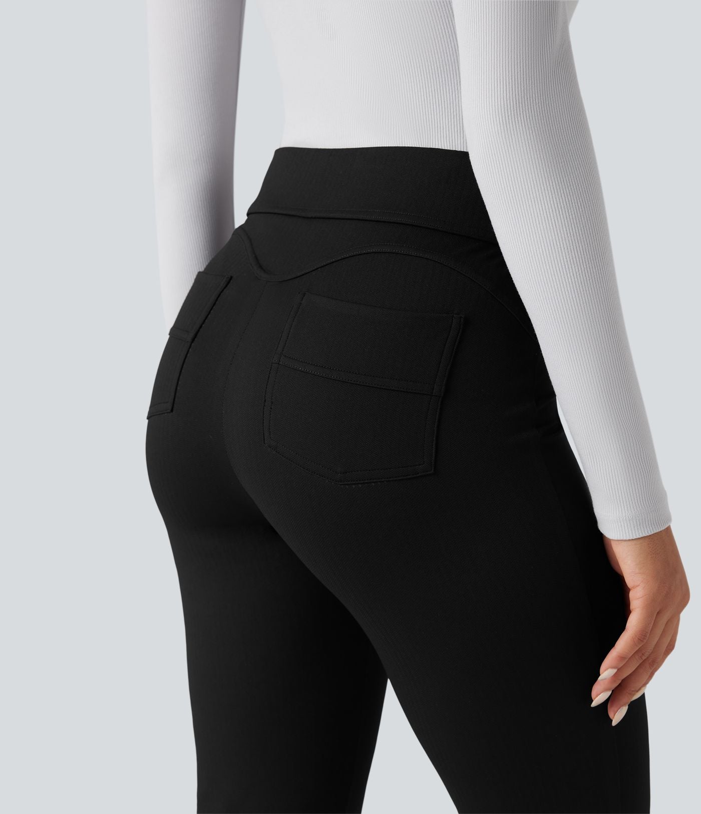 Pantalon tailleur évasé Halara Flex™ gainant taille haute chevrons avec poches