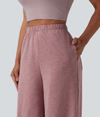 Pantalon de yoga large taille haute avec poches