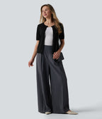 Gilet de travail col rond manches courtes mélange laine