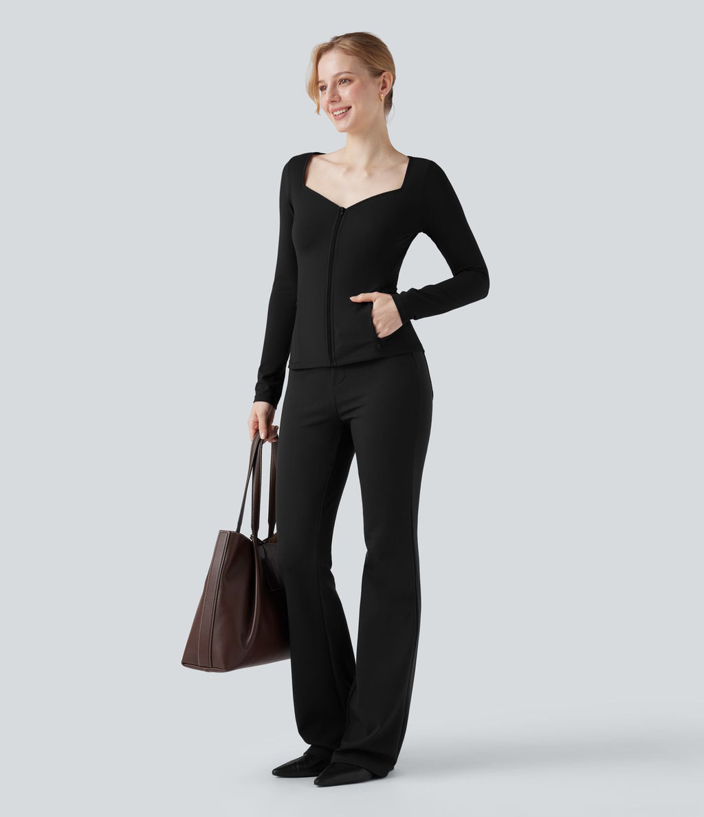 Veste de travail à décolleté en V, manches longues et zip avec poches SoftlyZero™