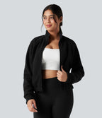 Veste polaire de randonnée réversible col montant manches longues avec poches (Deux looks en un)
