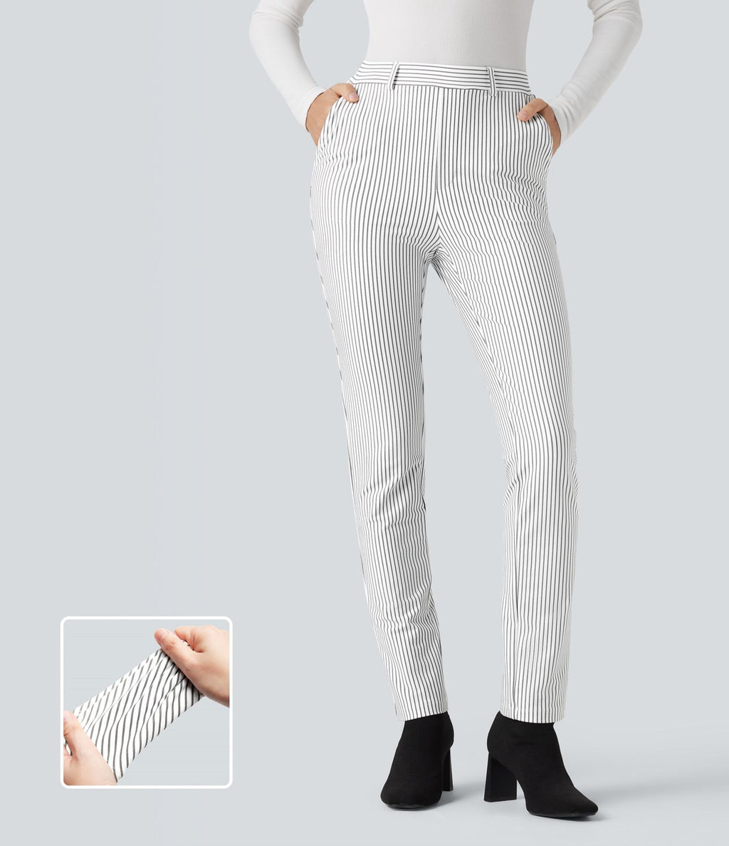 Pantalon de travail Halara Flex™ skinny à rayures, taille haute, avec poches