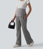 Halara Flex™ DayStretch Pantalon tailleur maternité évasé taille très haute avec poches zippées
