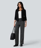 Halara Flex™ Pantalon tailleur pied-de-poule coupe droite taille haute avec poches