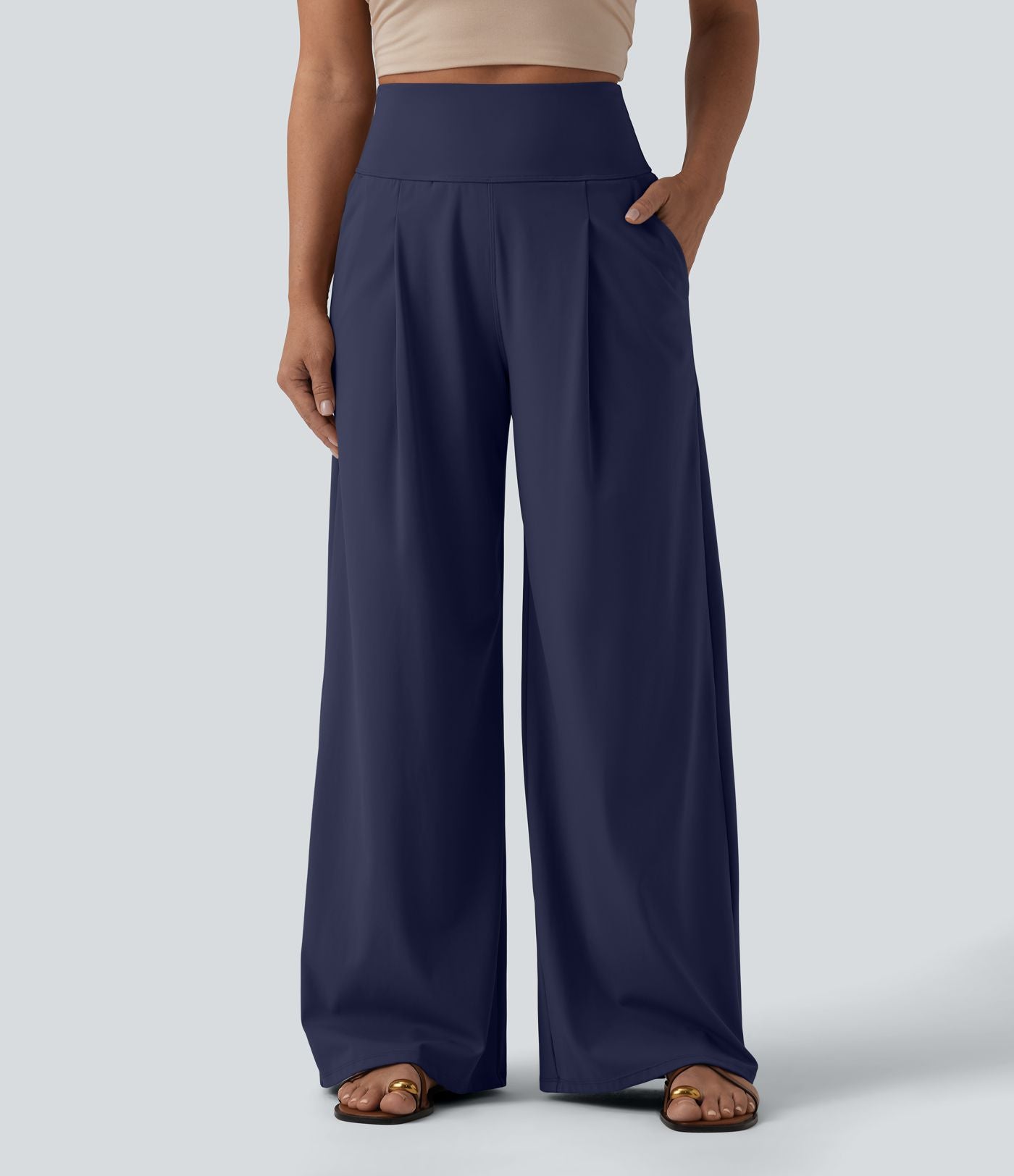 Pantalon large décontracté SoftlyZero™ Airy gainant taille haute effet frais InstantCool avec poches, protection solaire UPF50+