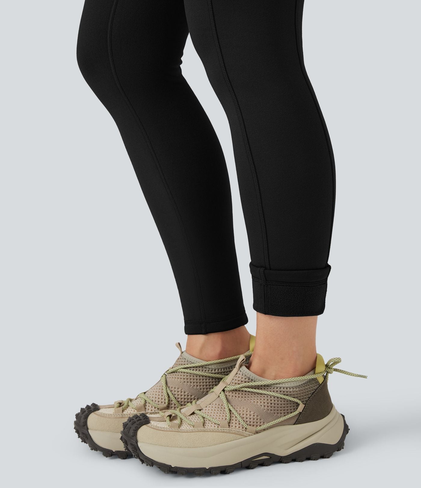 Legging de randonnée 7/8 en molleton taille haute avec cordon et poche