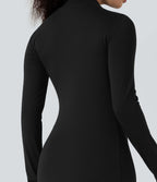 Robe mi-longue col montant manches longues