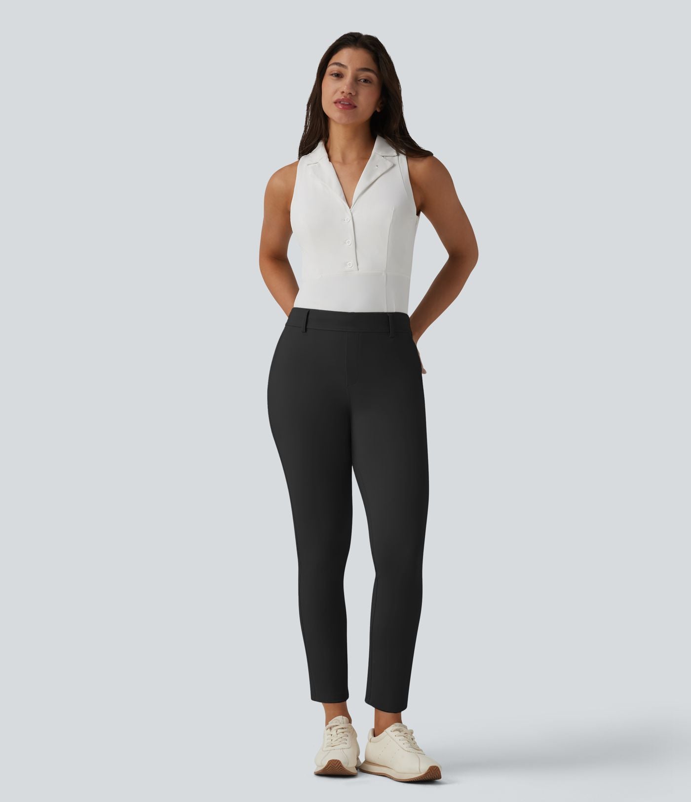 Pantalon de golf slim taille mi-haute séchage rapide avec poche pour tee, UPF 40+