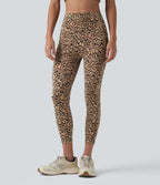 Legging corsaire d'entraînement taille haute gainant effet push-up imprimé léopard Halara UltraSculpt™ avec poches