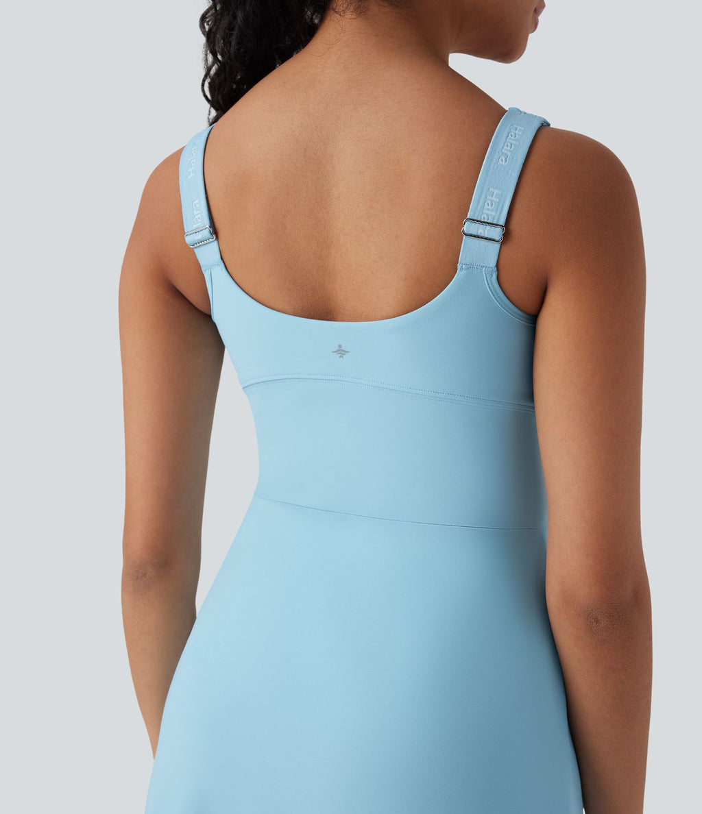 Robe de sport yoga 2-en-1 SoftlyZero™ Plush push-up coques moulées fermeture éclair avec poches édition Easy Peasy E-G
