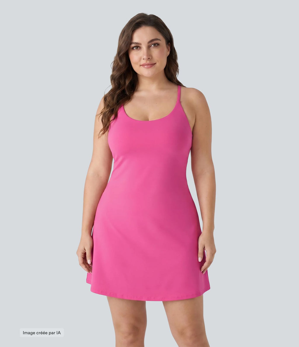 Robe de sport grande taille dos nu Softlyzero™ Plush - longueur rallongée - Easy Peasy Edition