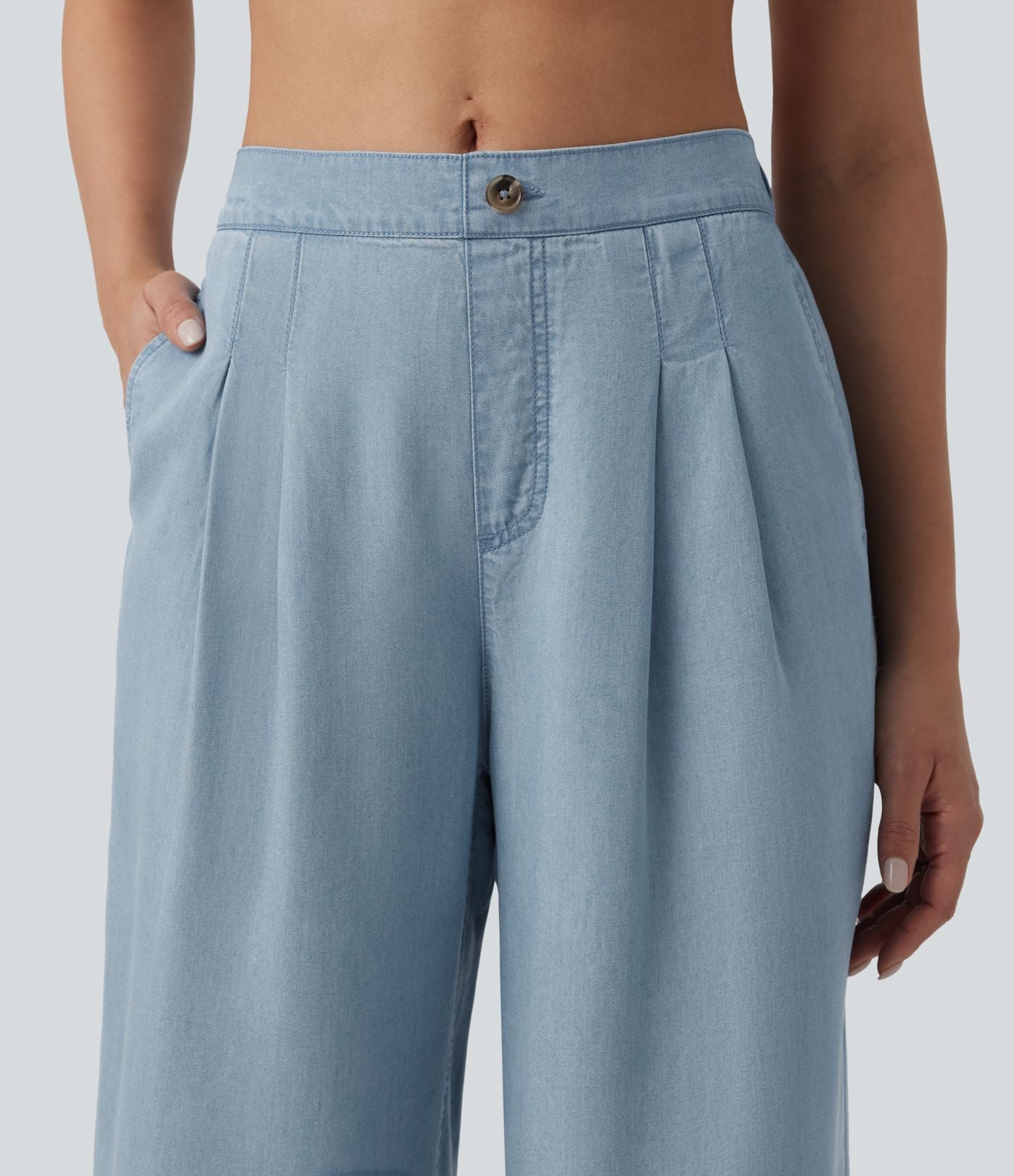 Jean large décontracté taille mi-haute en lyocell avec poches