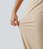 Pantalon de jogging taille haute en lin stretch avec poches