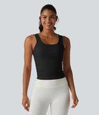OneForm Seamless Flow Débardeur de yoga sans couture col carré avec fronces