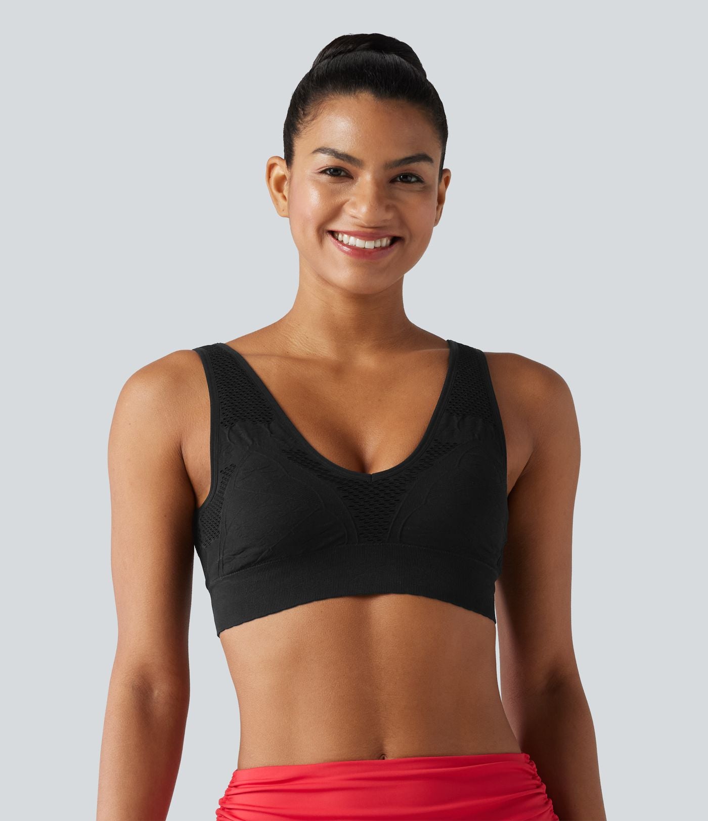 Brassière de sport OneForm Seamless Flow sans couture à col V, maintien léger, pour le yoga