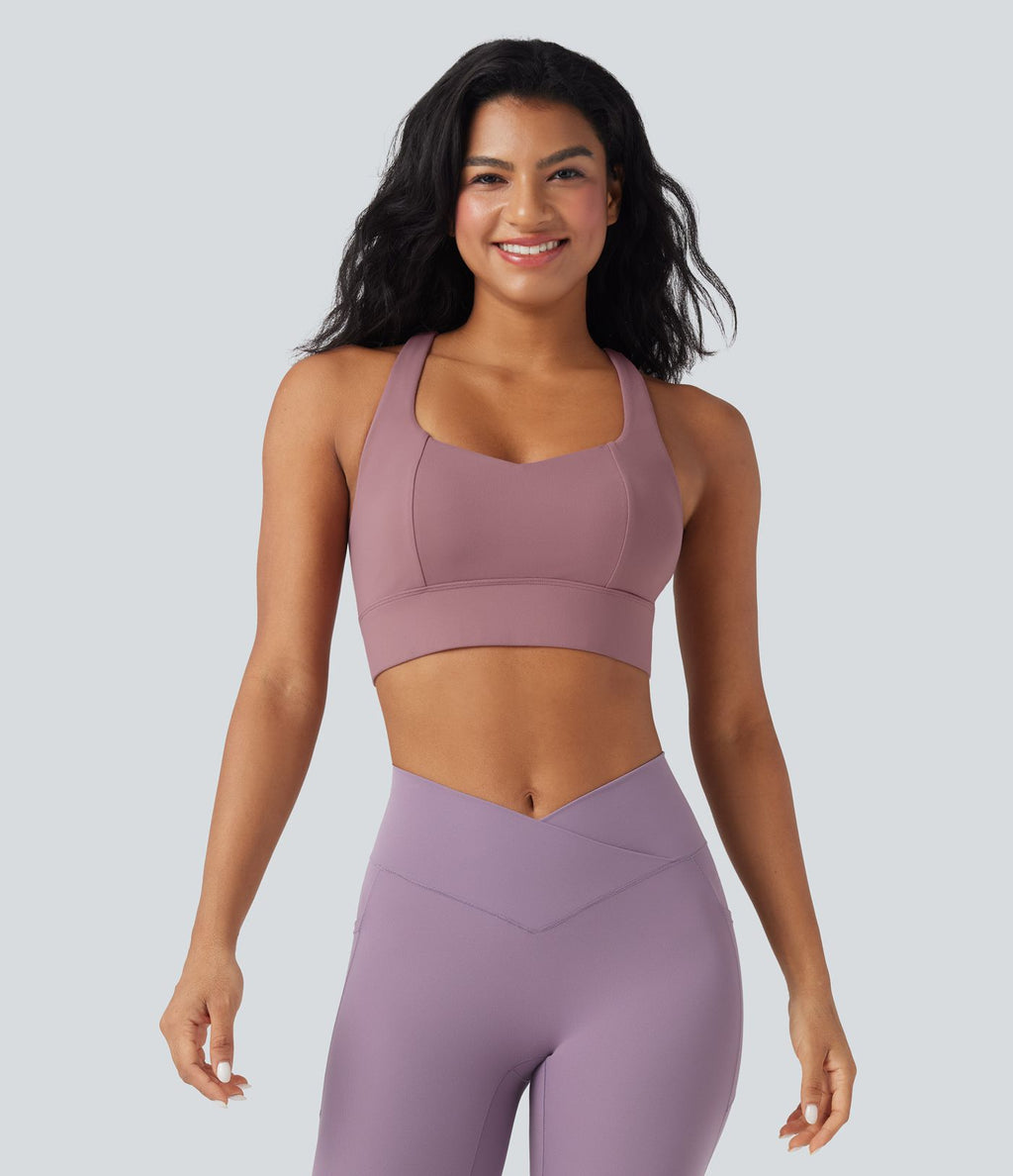 Brassière de sport yoga soutien souple dos nageur à bretelles croisées bonnets A-C