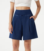 Halara Flex™ Short décontracté ample en jean taille haute 17,5 cm avec poches