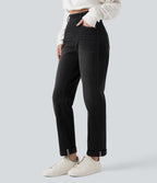 Jean décontracté Halara Flex™ ajusté taille haute ourlet retroussé avec poches