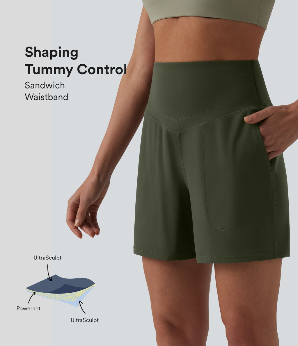 Halara UltraSculpt™ Short yoga gainant taille haute 12,5 cm avec poches