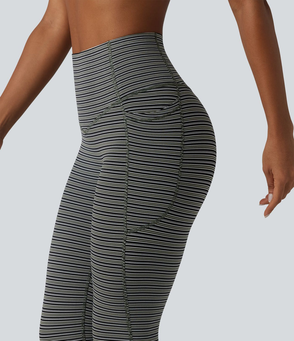 Halara UltraSculpt™ Legging de course à rayures jacquard taille haute ventre plat avec poches