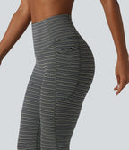 Halara UltraSculpt™ Legging de course à rayures jacquard taille haute ventre plat avec poches