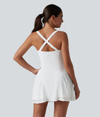 Robe de tennis Easy Peasy SoftlyZero™ dos croisé avec dentelle contrastée, brassière intégrée, à effet frais InstantCool et poches, protection solaire UPF50+