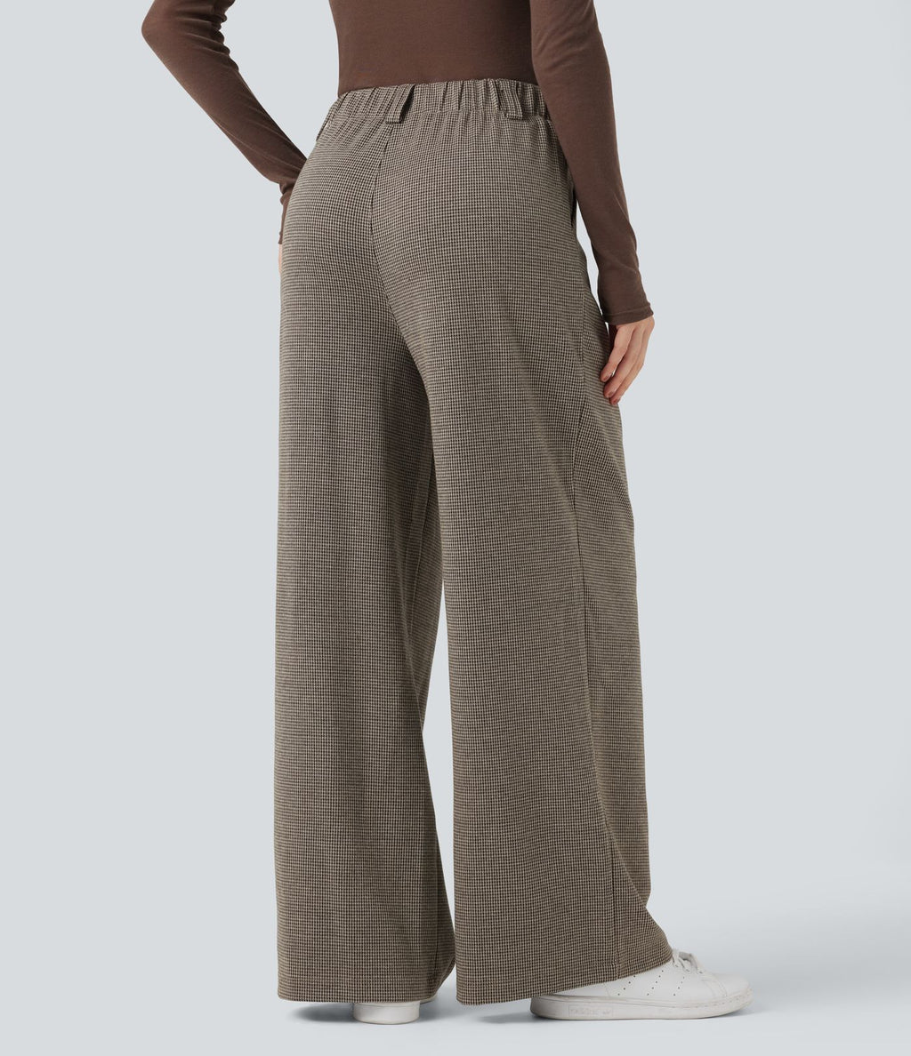 Halara Flex™ Pantalon tailleur baggy pied-de-poule taille haute avec poches