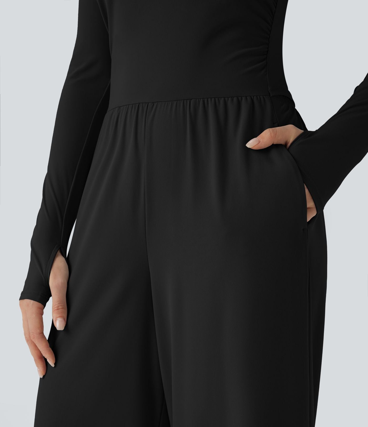 Combinaison workout SoftlyZero™ Airy manches longues trous pouces Cool Touch avec poches - Édition Easy Peasy