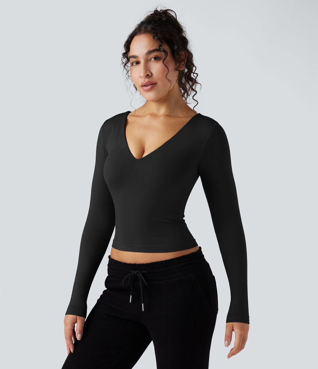 Haut de sport yoga col V à manches longues sans couture OneForm Seamless Flow