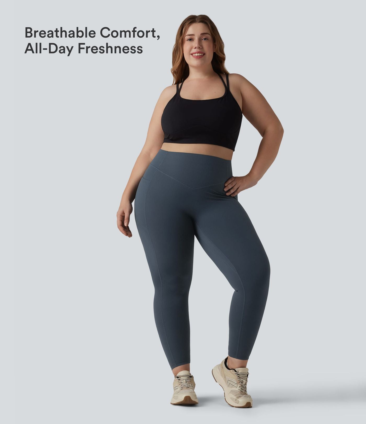 Legging d'entraînement gainant galbant taille haute grande taille avec effet scrunch et poches Halara UltraSculpt™