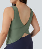 Débardeur yoga grande taille col en U croisé-Longueur rallongée