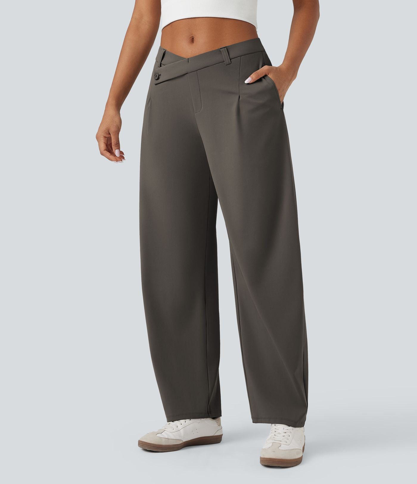 Pantalon tailleur fuselé asymétrique taille moyenne Halara Flex™ DayStretch avec poches
