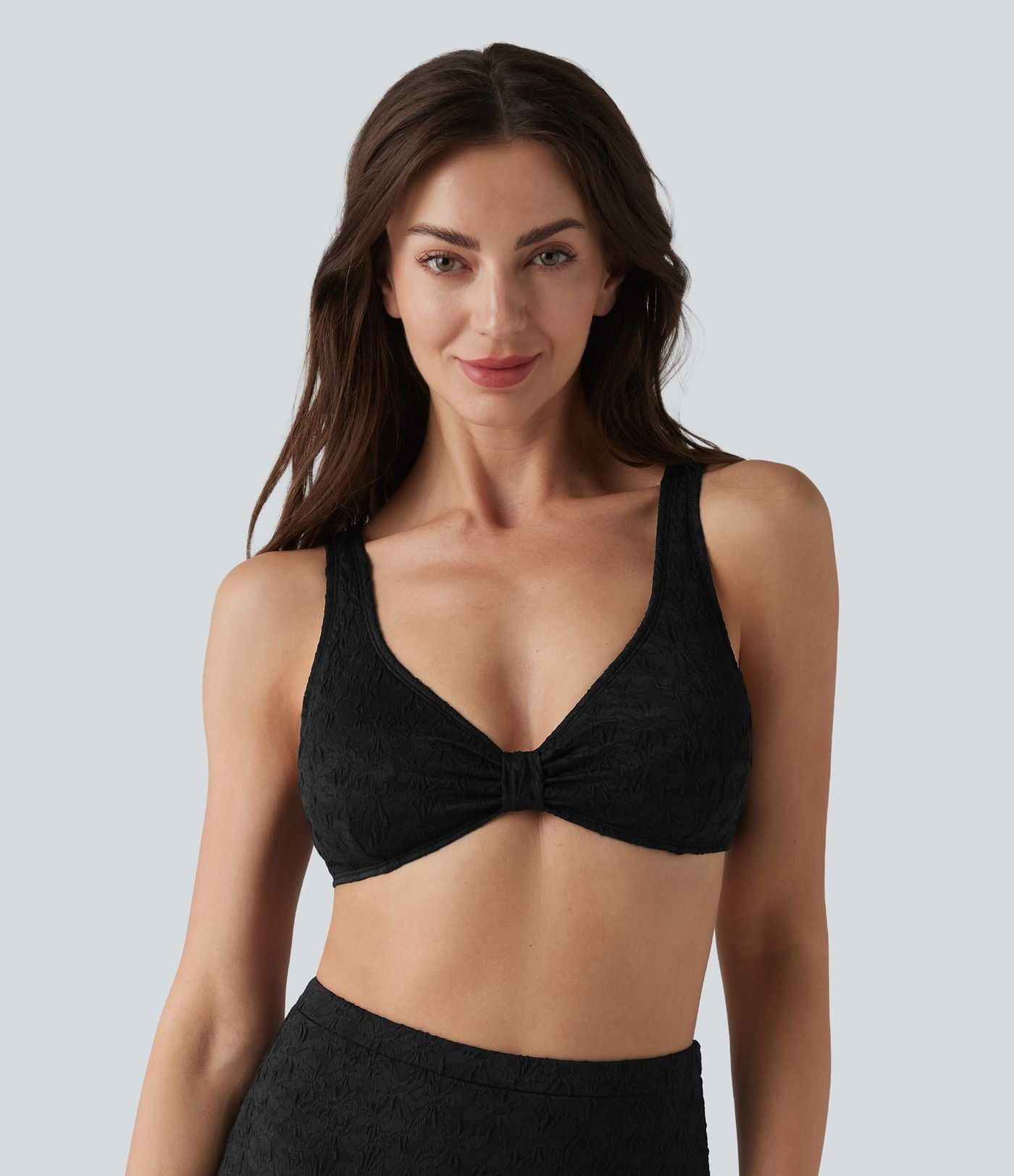 Haut de bikini jacquard à décolleté plongeant en V