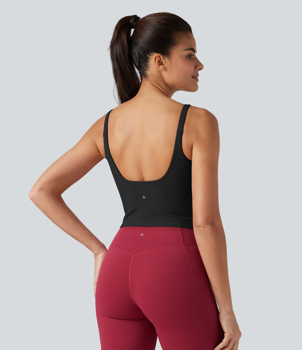 Débardeur de danse dos nu col U avec soutien-gorge intégré