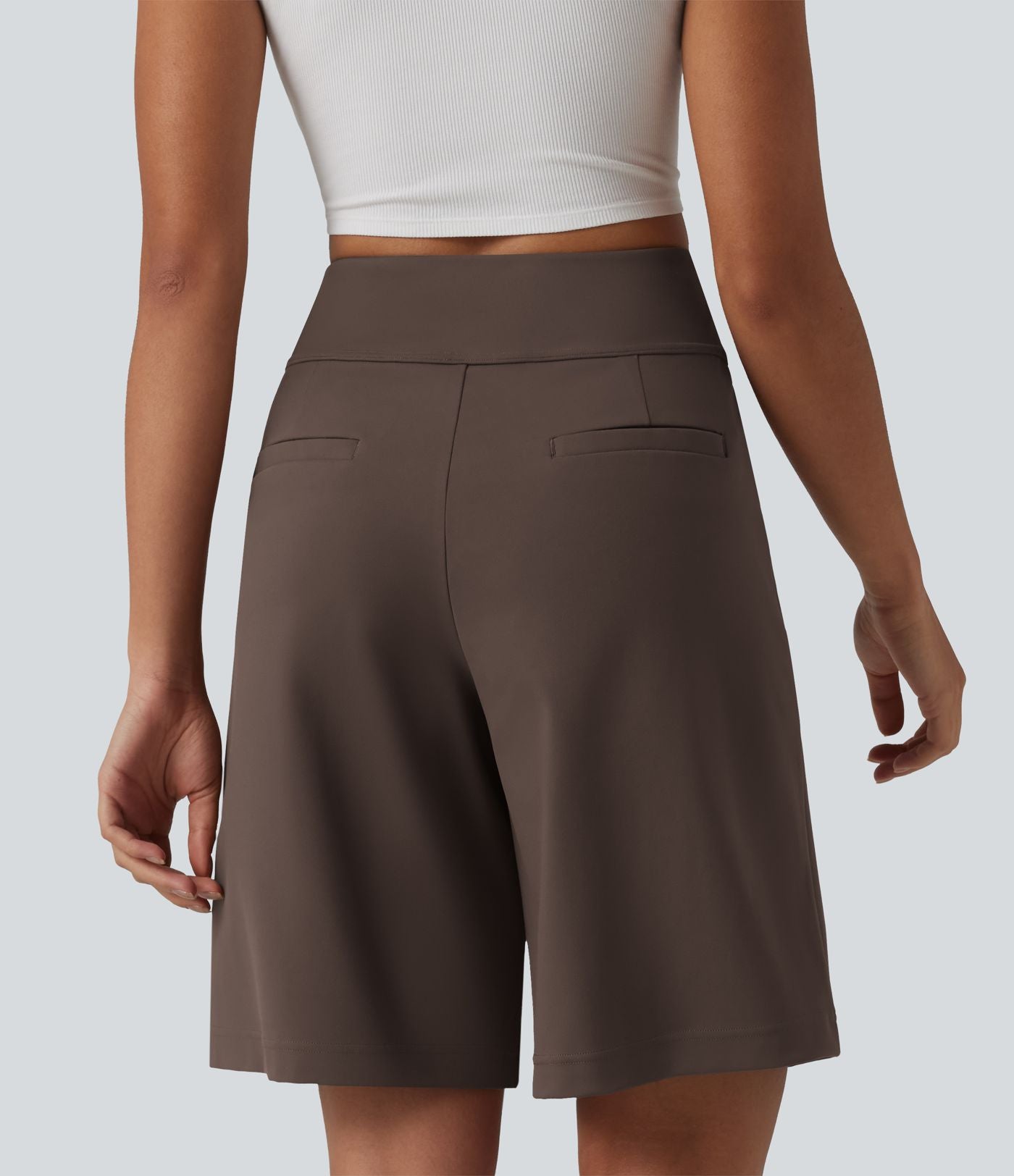 DayStretch Short tailleur bermuda plissé taille haute 25,5 cm avec poches