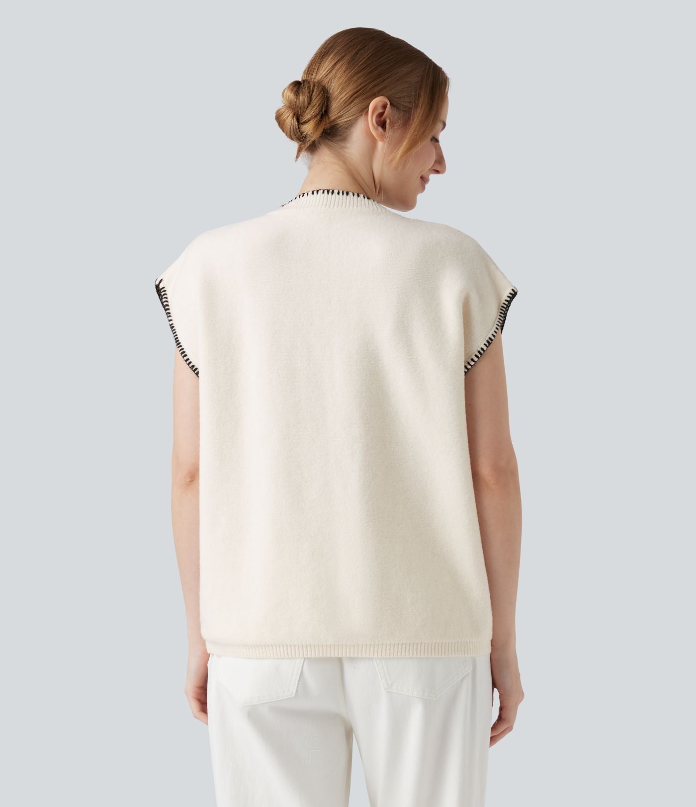 Gilet pull de travail col rond à blocs de couleurs