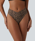 Bas de bikini léopard taille haute croisé